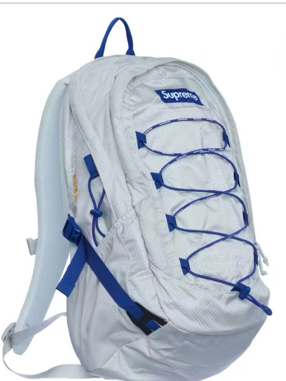 Supreme White and Blue Outdoor Bungee Backpack